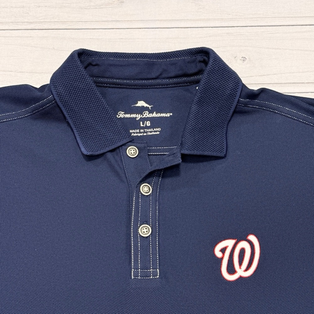 Tommy Bahama Polo Mens L Blue Washington Nationals MLB Golf Supima Cotton